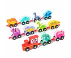 Wooden Number Train Toy Set Toddler Educational Toys Dinosaur Style