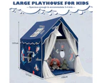 Large Kids Play Tents Children Playhouse Princess Castle w/Removable Mat & Curtain Blue