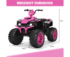 12V Kids Electric Ride on Toys ATV Battery Powered Vehicle High/Low Speed w/LED Lights & Music Pink