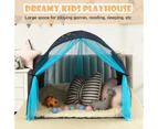 Kids Play Tents Forts Portable Bed Tent Pop Up Playhouse w/Mesh Curtain & Carrying Bag Blue