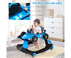 4-in-1 Baby Walker Folding Activity Car Toddler Push Car Adjustable Height & Speed w/Music Box Blue