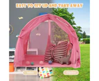 Kids Play Tents Forts Portable Bed Tent Pop Up Playhouse w/Mesh Curtain & Carrying Bag Pink