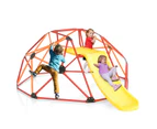 Kids Climbing Dome & Slide Set Metal Frame Outdoor Activity Center Max. 150KG Orange