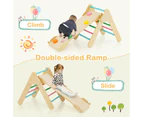 3-in-1 Kids Climbing Toys Playset Wood Rocking Arch Slide Set w/Double Sided Ramp