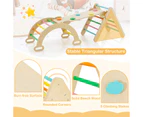 3-in-1 Kids Climbing Toys Playset Wood Rocking Arch Slide Set w/Double Sided Ramp