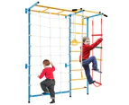 7-in-1 Kids Monkey Bars Climbing Playset w/Gym Rings & Rope Ladder Jungle Gym Set Indoor Outdoor Play Equipment