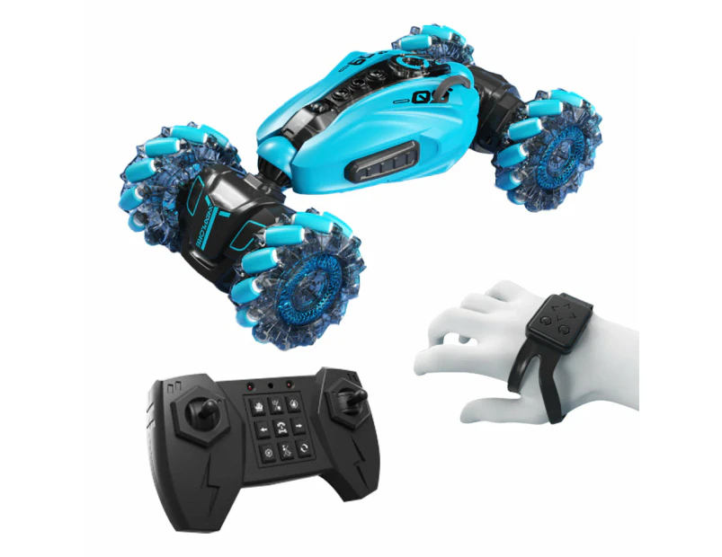 Remote Hand Control Watch Gesture Sensor Stunt Spray Car Twist Car Toy USB charging Car Toy Blue