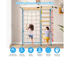 7-in-1 Kids Monkey Bars Climbing Playset w/Gym Rings & Rope Ladder Jungle Gym Set Indoor Outdoor Play Equipment