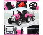 Kids Electric Ride On Tractor w/Trailer 12V Battery Powered Car w/LED Lights & USB Port Children Perfect Gift Pink