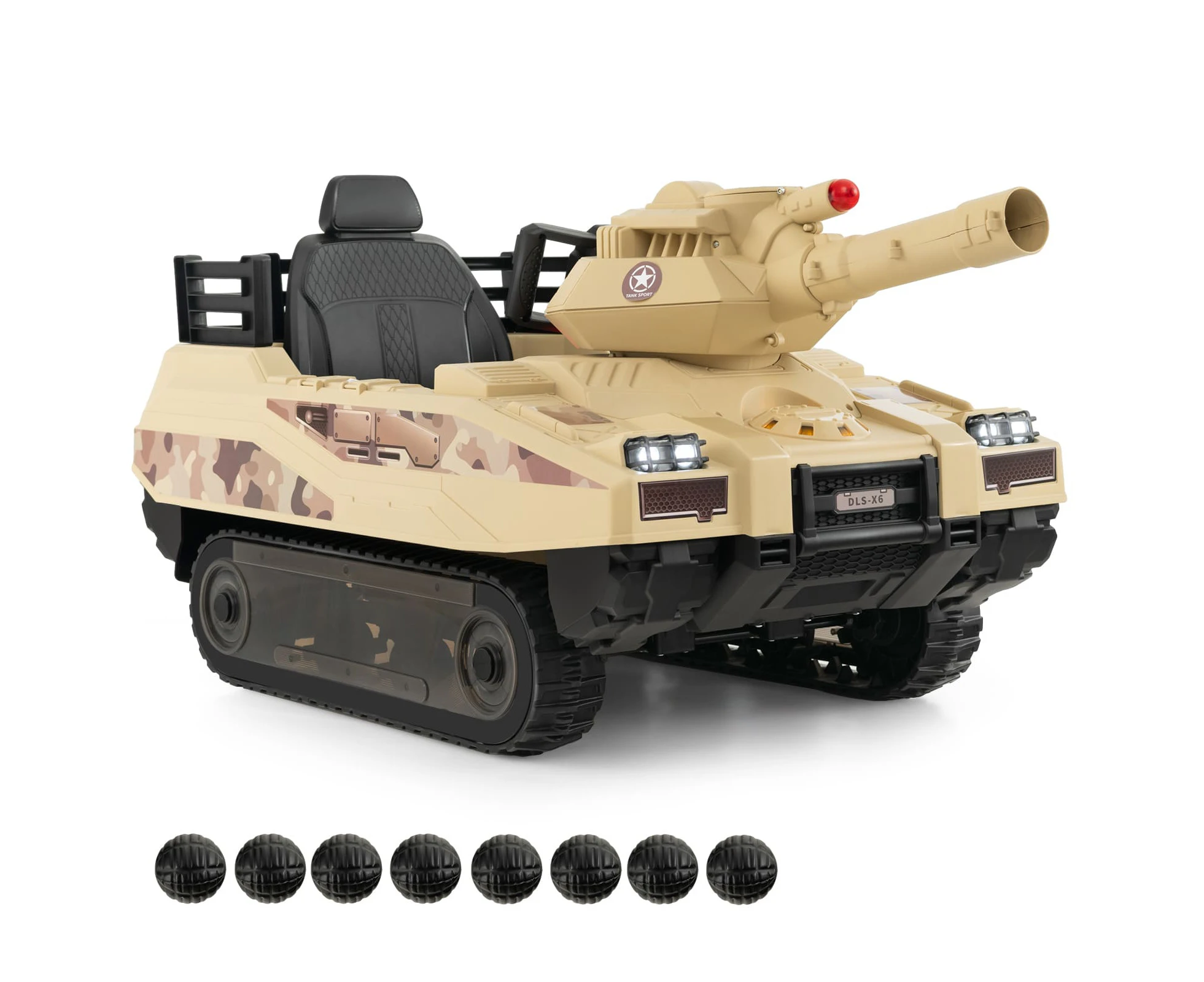 Kids Ride On Tank 12V Battery Electric Toy Cars Wireless Connection w/Rotatable Turret & Music