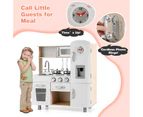 Wooden Kids Kitchen Pretend Toy Cooking Food Playset Light Sound w/Accessories &  Cabinets