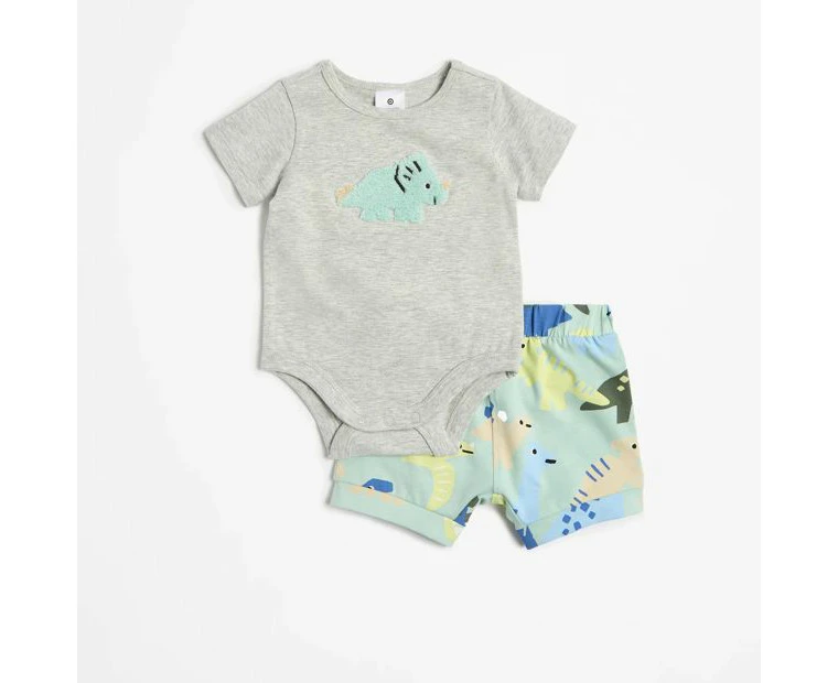 Target Baby Organic Cotton Bodysuit & Shorts Set 2 Piece - Dinos