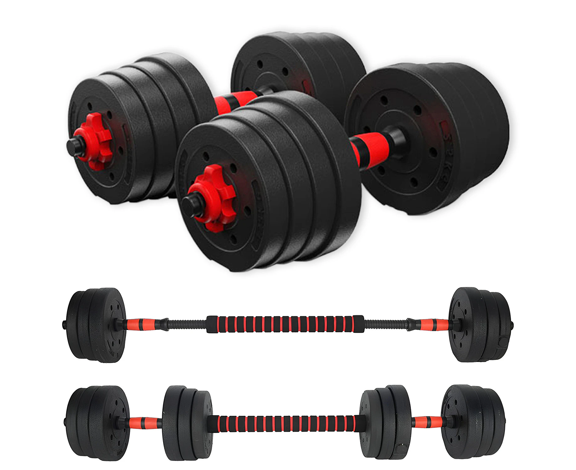 METEOR 30kg Adjustable Dumbbell Set, One-Set-For-All Barbell Set for Home Gym Weightlifting Fitness Exercise Weight (2x 15kg Dumbbells)