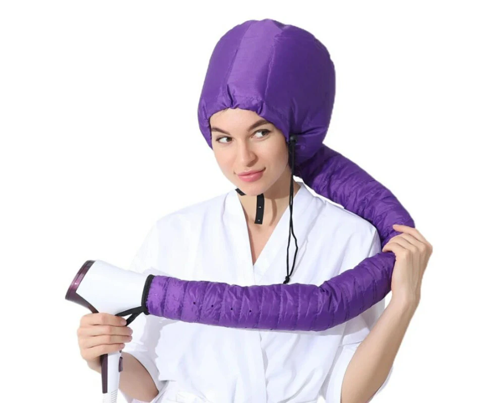 Hair Drying Cap Hair Dryer Caps Care Hair Perm and Dye Styling Warm Air Adjustable Drying Hood Home Hairdressing Salon Supply - Purple