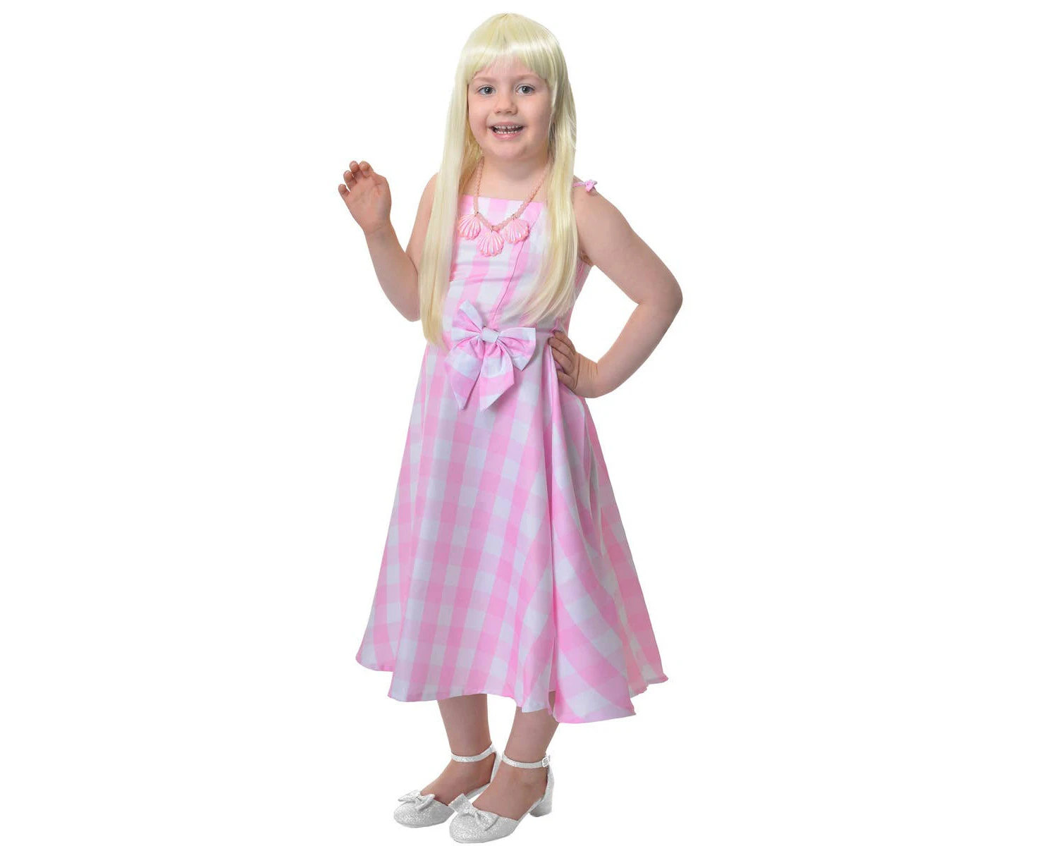 Pastel Pink Gingham Barbie Doll Girls Costume