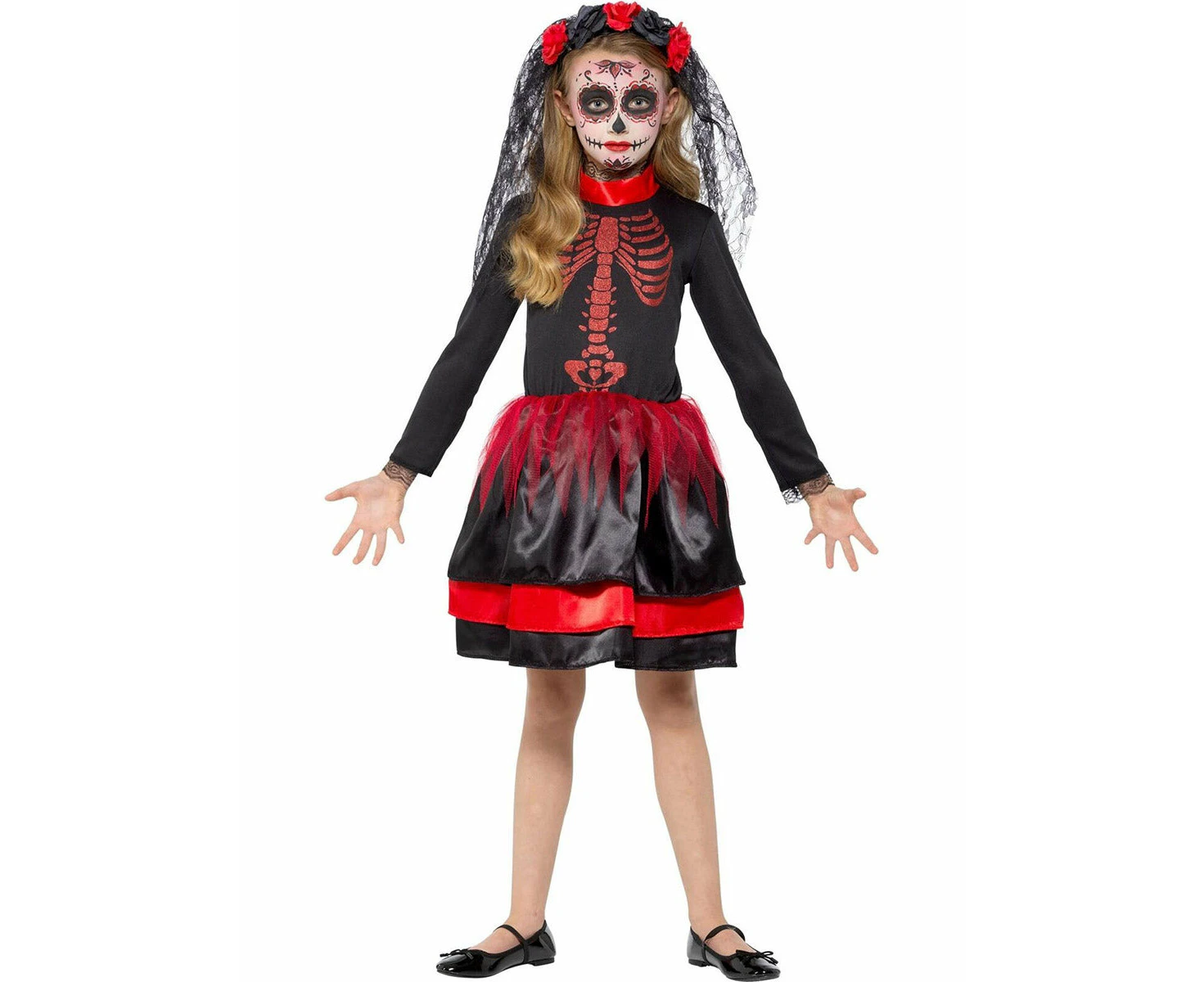 Day Of The Dead Skeleton Girls Halloween Costume - XLarge