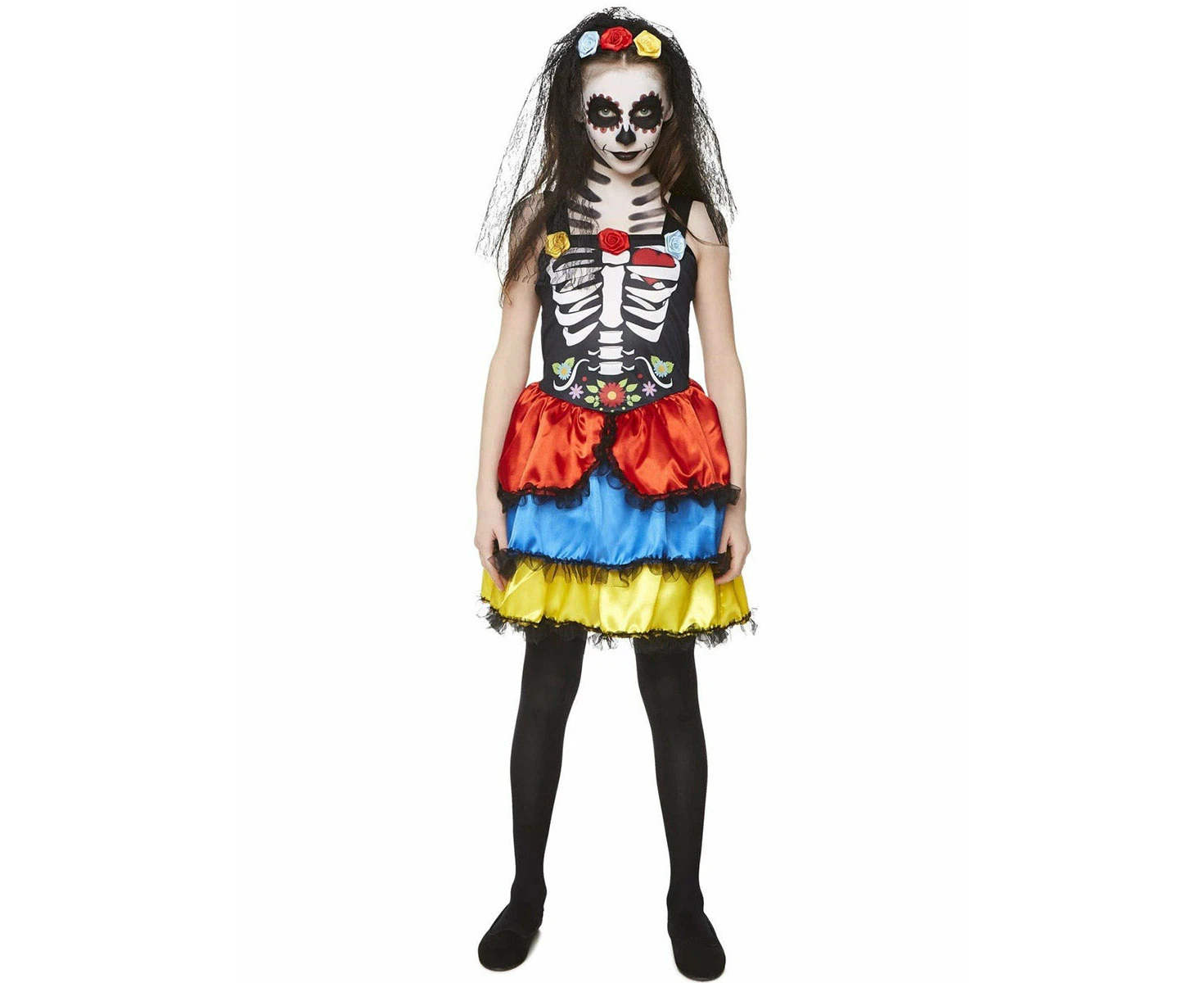 Day Of The Dead Senorita Girls Sugar Skull Costume - XLarge