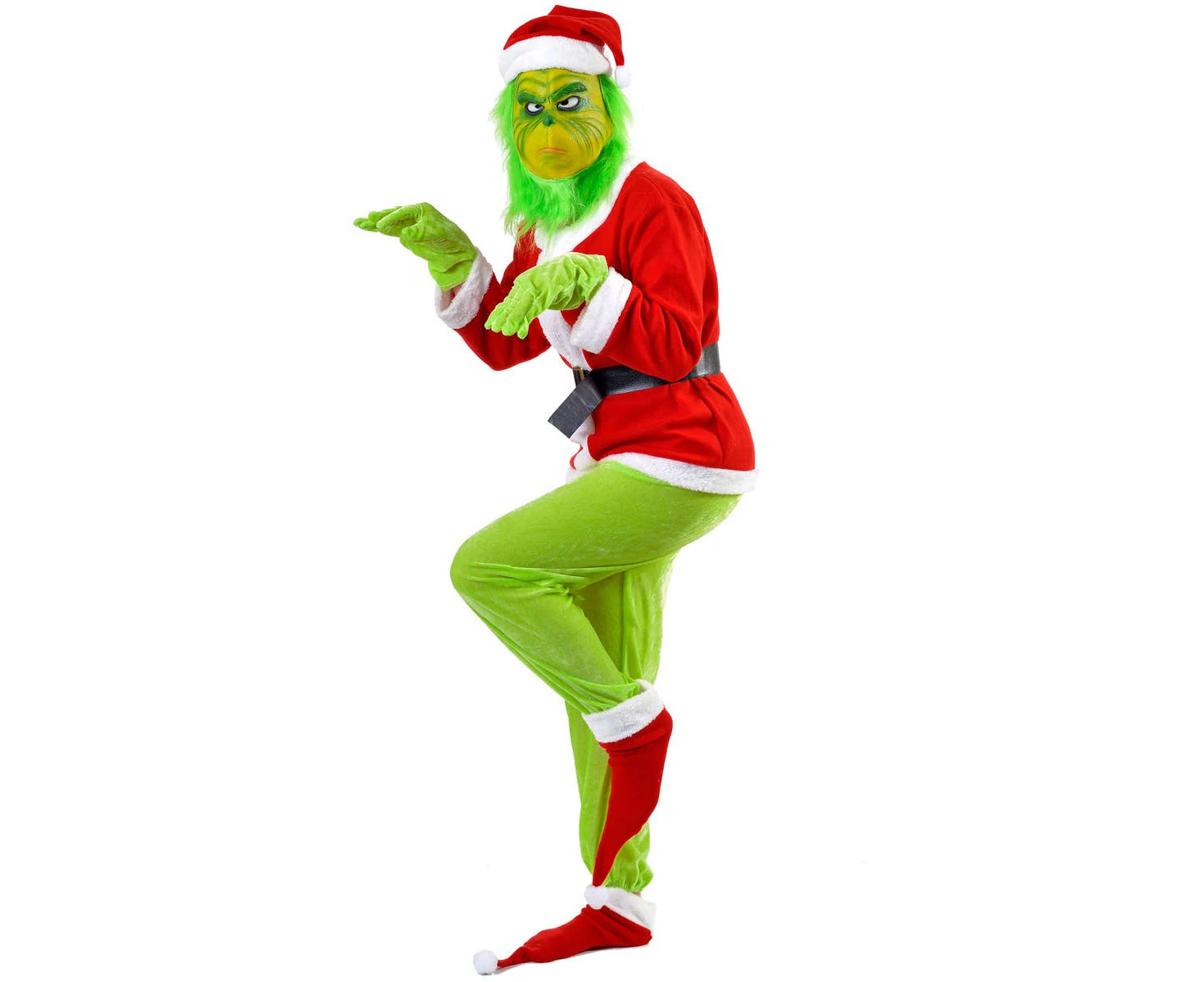 Grinch Adults Green and Red Santa Christmas Costume