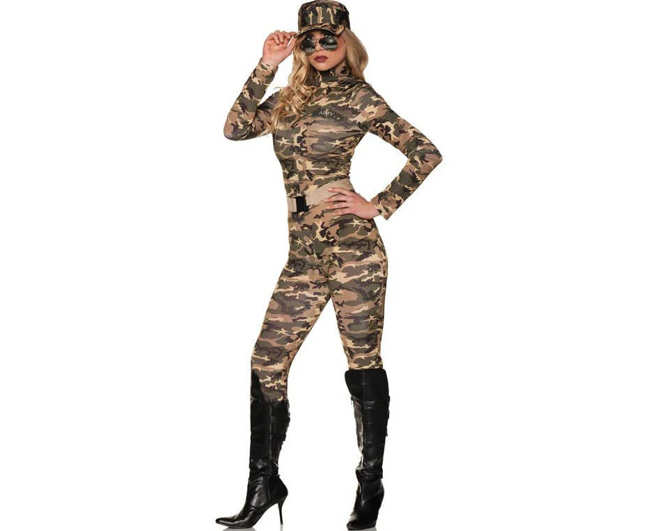 Camouflage Women's Army Jumpsuit Costume - Genuine Underwraps - New