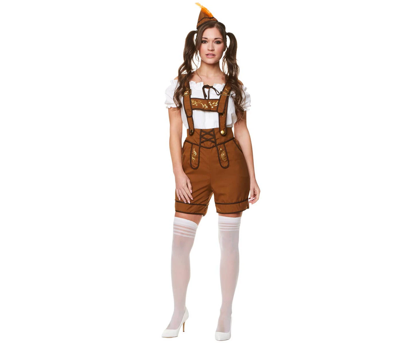 Cute Brown Lederhosen Bavarian Girl Women's Costume - Genuine Karnival Costumes & New