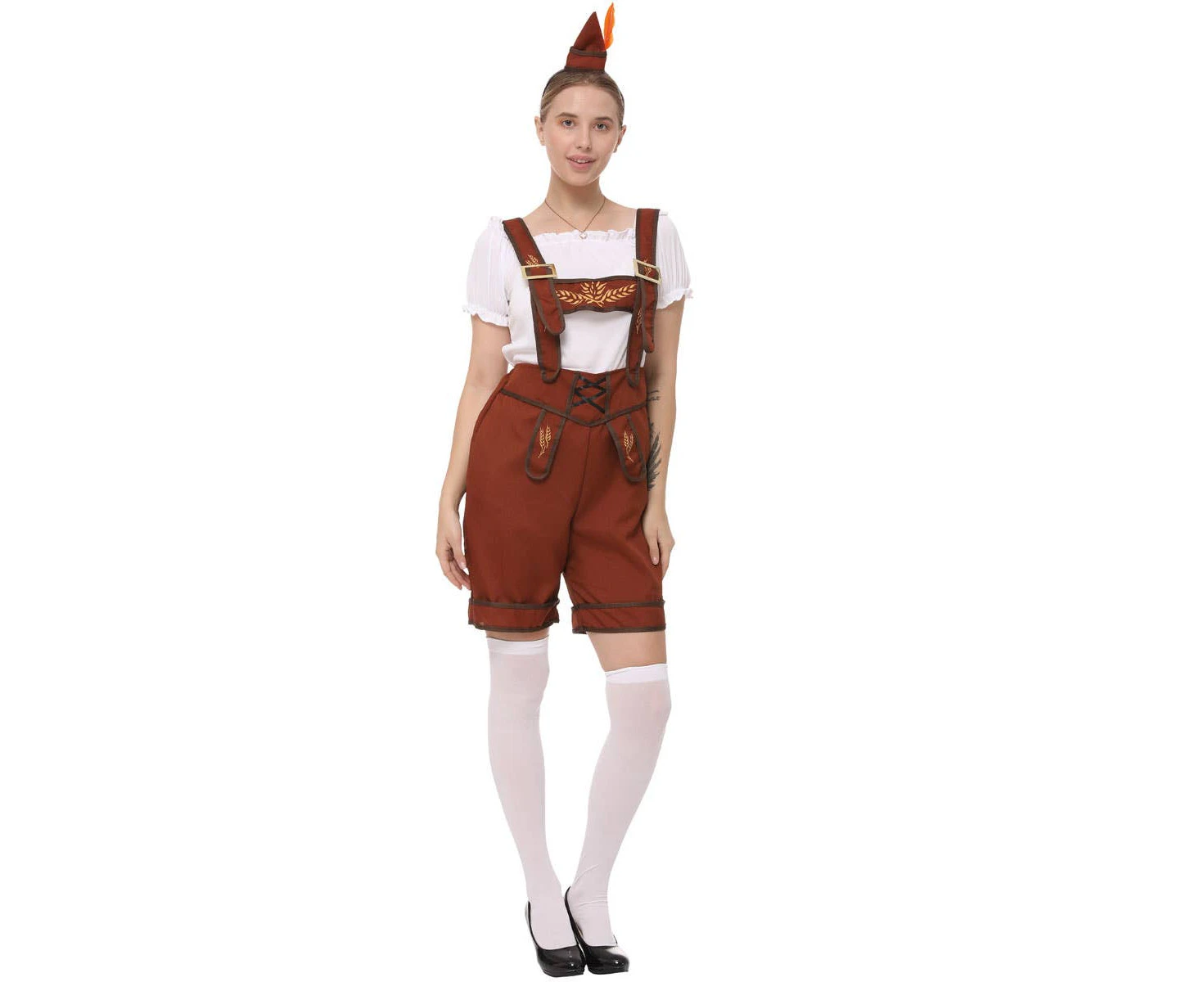 Alpine Womens Brown Lederhosen Oktoberfest Costume