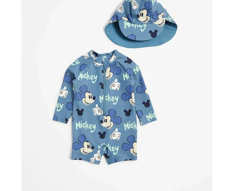 Disney Baby Unitard Swim Set with Hat 2 Piece - Mickey Mouse