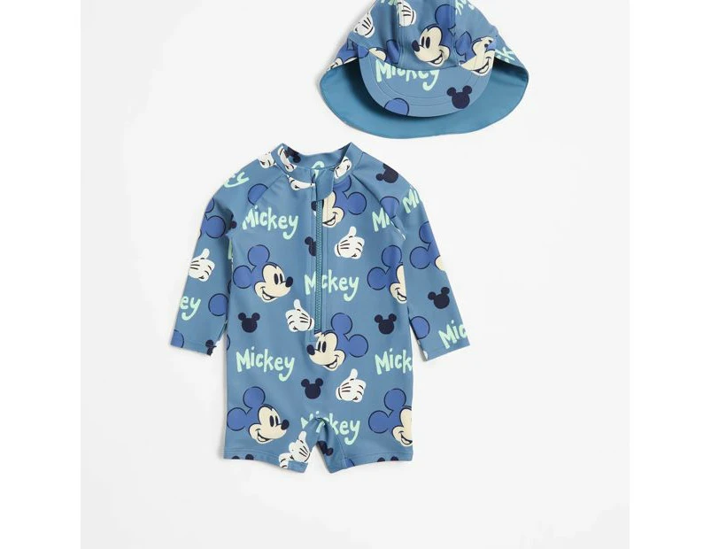 Disney Baby Unitard Swim Set with Hat 2 Piece - Mickey Mouse