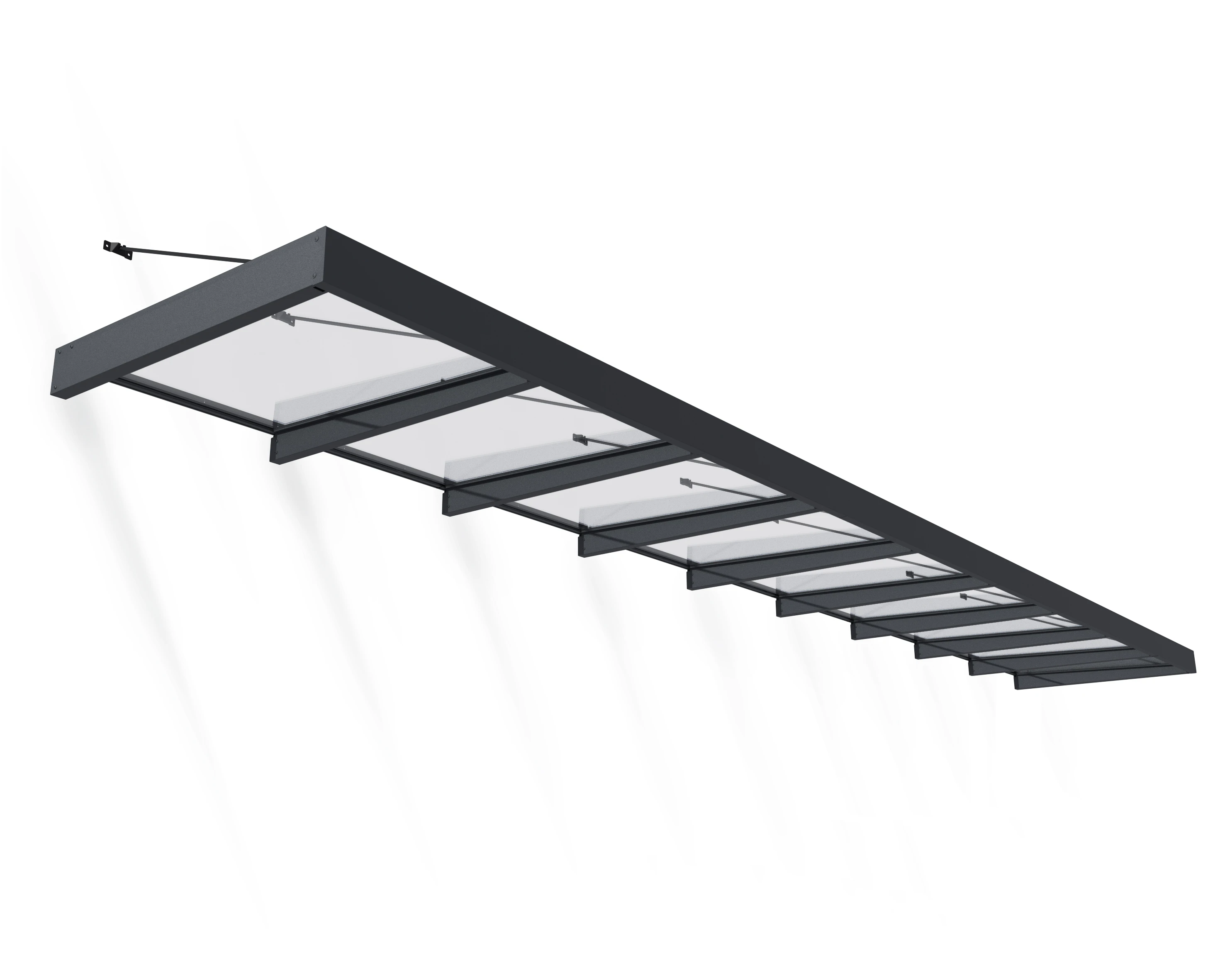 Canopia | Sophia XL  1.4X 8.5 X 1.7 Door Awning -  Grey Structure & Clear Panels