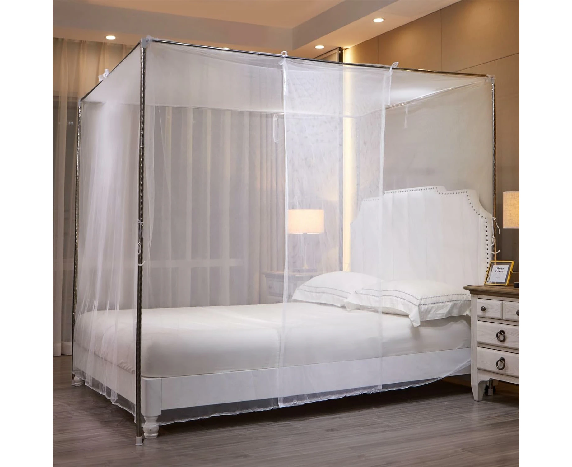 White Mosquito Net, Bed Tent, Side Opening Canopy, Bed Mosquito Net, 1.8m x 2.2m