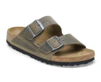 Birkenstock Unisex Arizona Oiled Leather Regular Fit Sandals - Faded Khaki