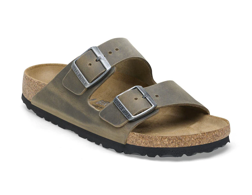 Birkenstock Unisex Arizona Oiled Leather Regular Fit Sandals - Faded Khaki