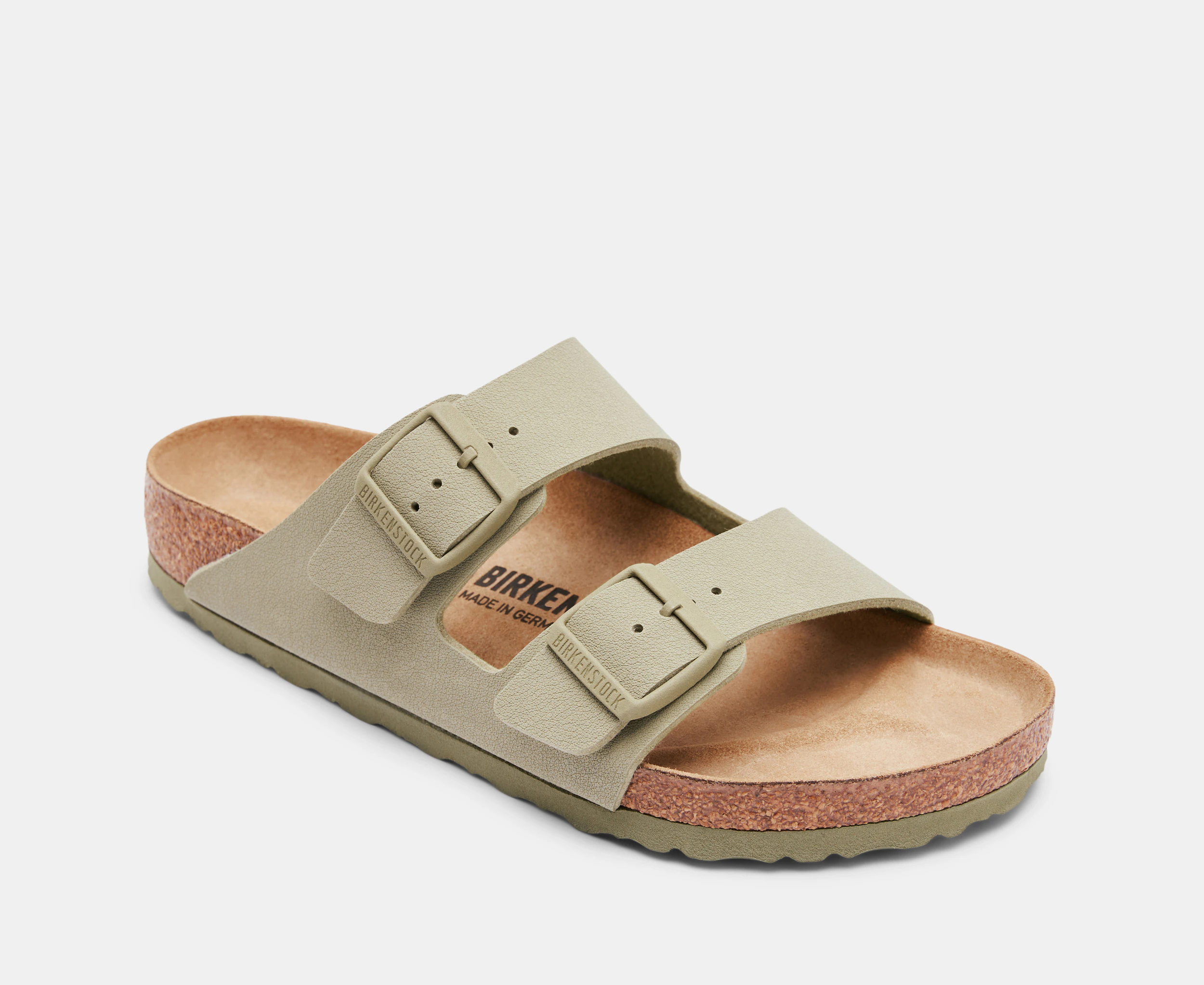 Birkenstock Unisex Arizona Birko-Flor Regular Fit Sandals - Faded Khaki