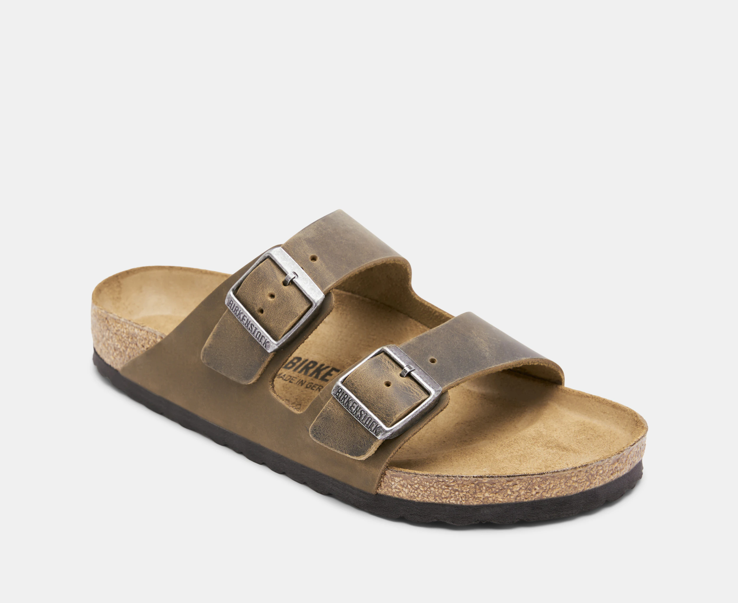 Birkenstock Unisex Arizona Oiled Leather Regular Fit Sandals - Faded Khaki