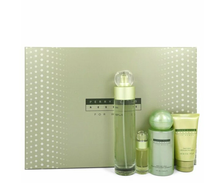 Perry Ellis Reserve Gift Set - 3.4 Oz Eau De Parfum Spray + 4 Oz Body Mist + 2 Oz Hand Cream + .25 Oz Mini Edp Spray -- For Women