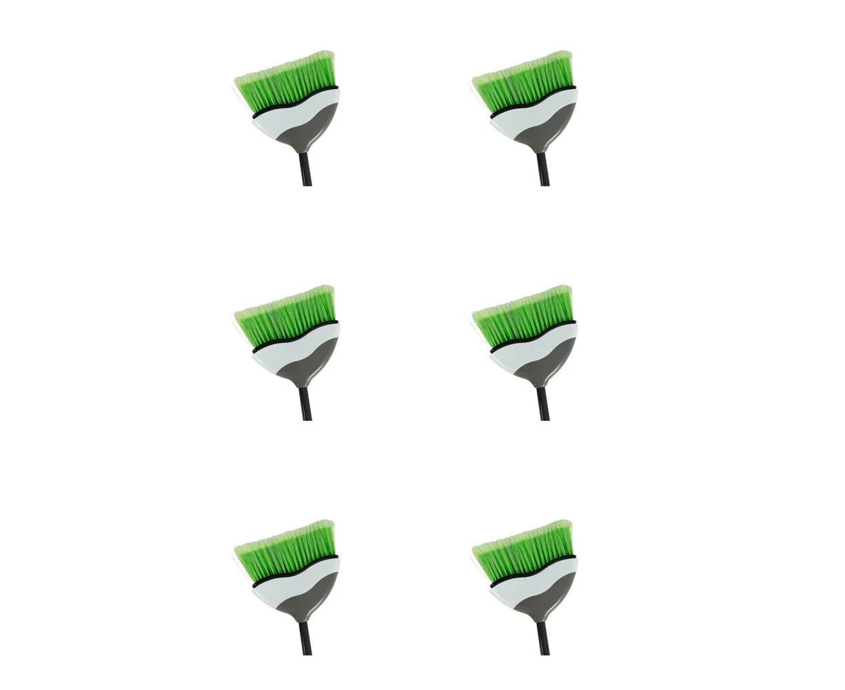 6x Ultimo Angle Head Broom 1.2M Durable Cleaning Tool 25x133cm Green/Grey Assort