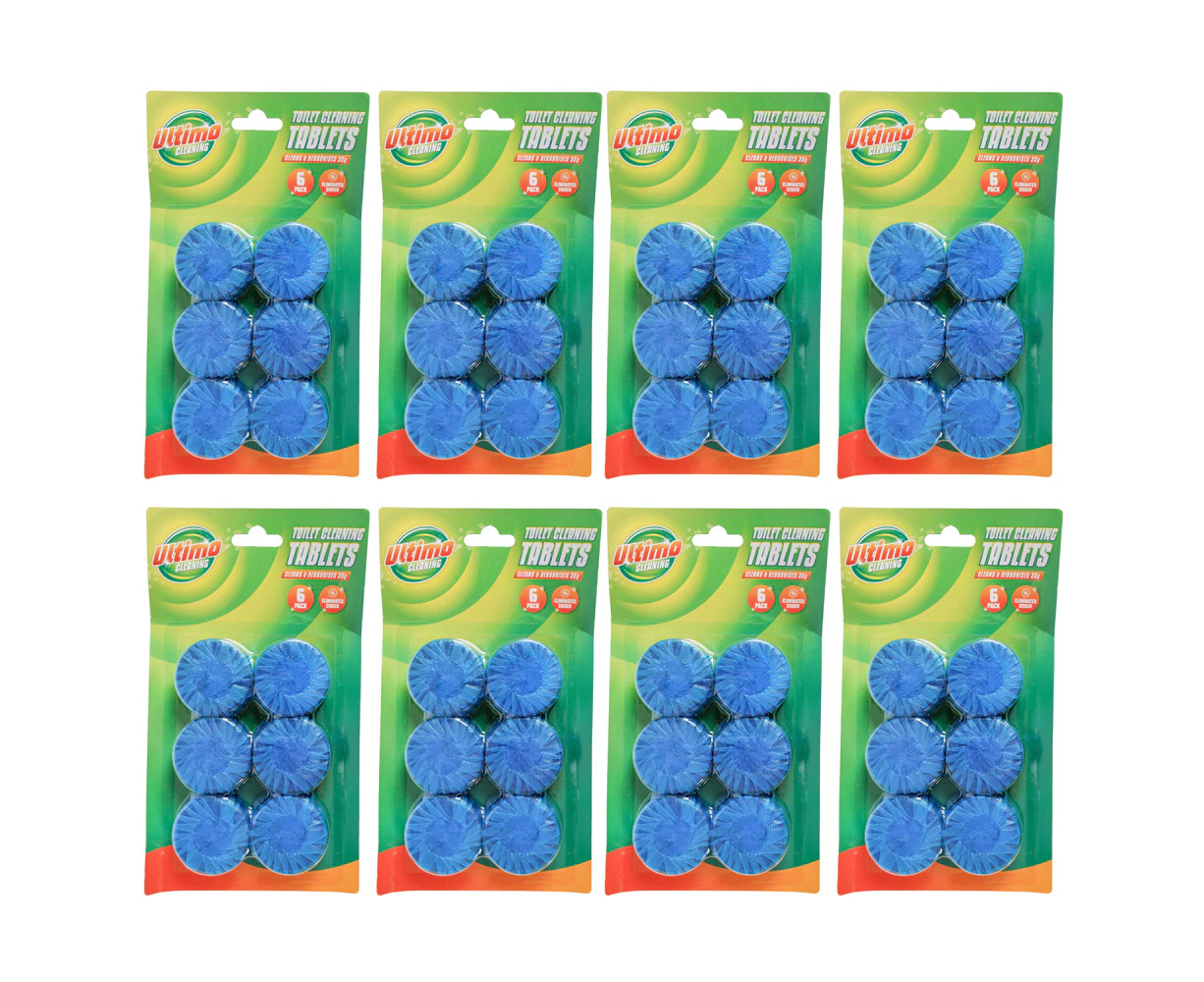 8x 6pc Ultimo Toilet Cleaning Tablets Powerful Freshening 35g A/C Op302 13x23cm