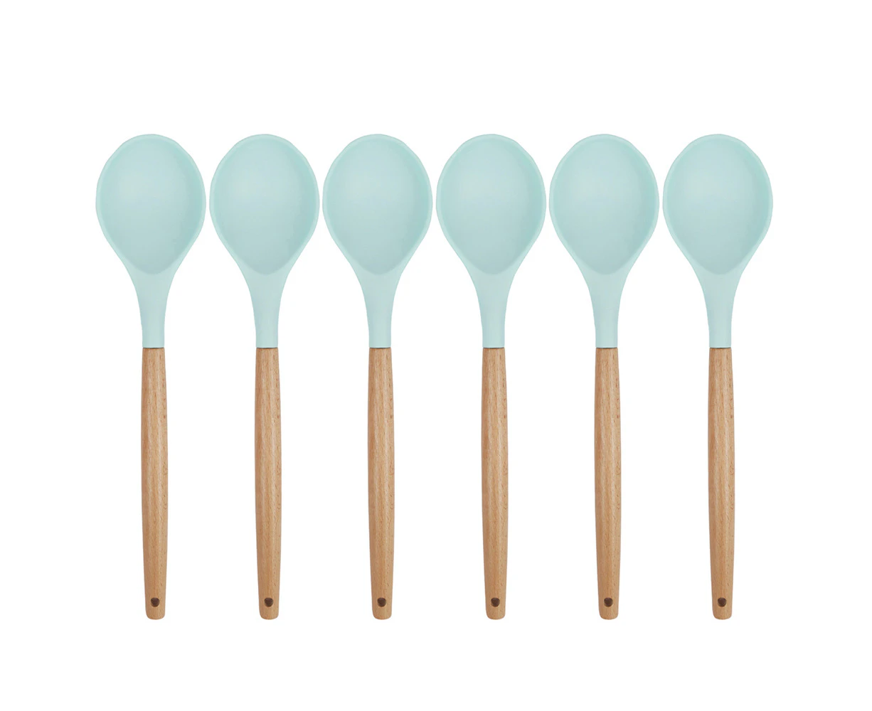 6x Urban Kitchen Silicone Spoon Mint Green 32x7cm Versatile & Heat Resistant