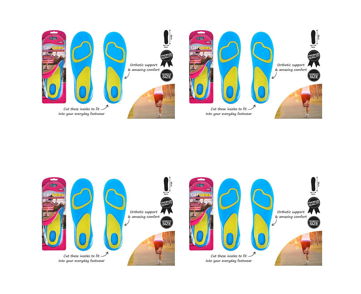 4x Home Expression Female Training Gel Shoes Insoles Comfort 130g A/C 28x9cm