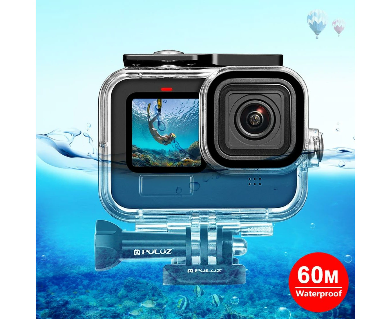 Gopro Hero12/11/10/9 60m Waterproof Housing Protective Case With Buckle Basic Mount And Screw