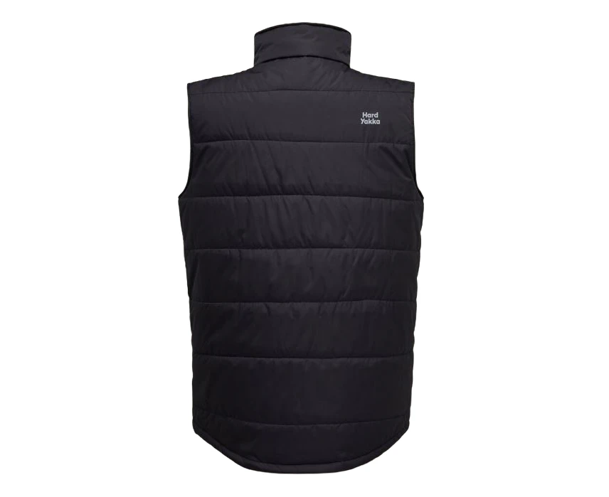 Mens Hard Yakka Puffa 2.0 Vest Waterproof Winter Zip Up Black - Black