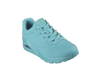 Womens Skechers Uno - Stand On Air Turquoise Lace Up Sneaker Shoes Synthetic