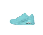 Womens Skechers Uno - Stand On Air Turquoise Lace Up Sneaker Shoes Synthetic