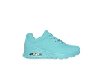 Womens Skechers Uno - Stand On Air Turquoise Lace Up Sneaker Shoes Synthetic