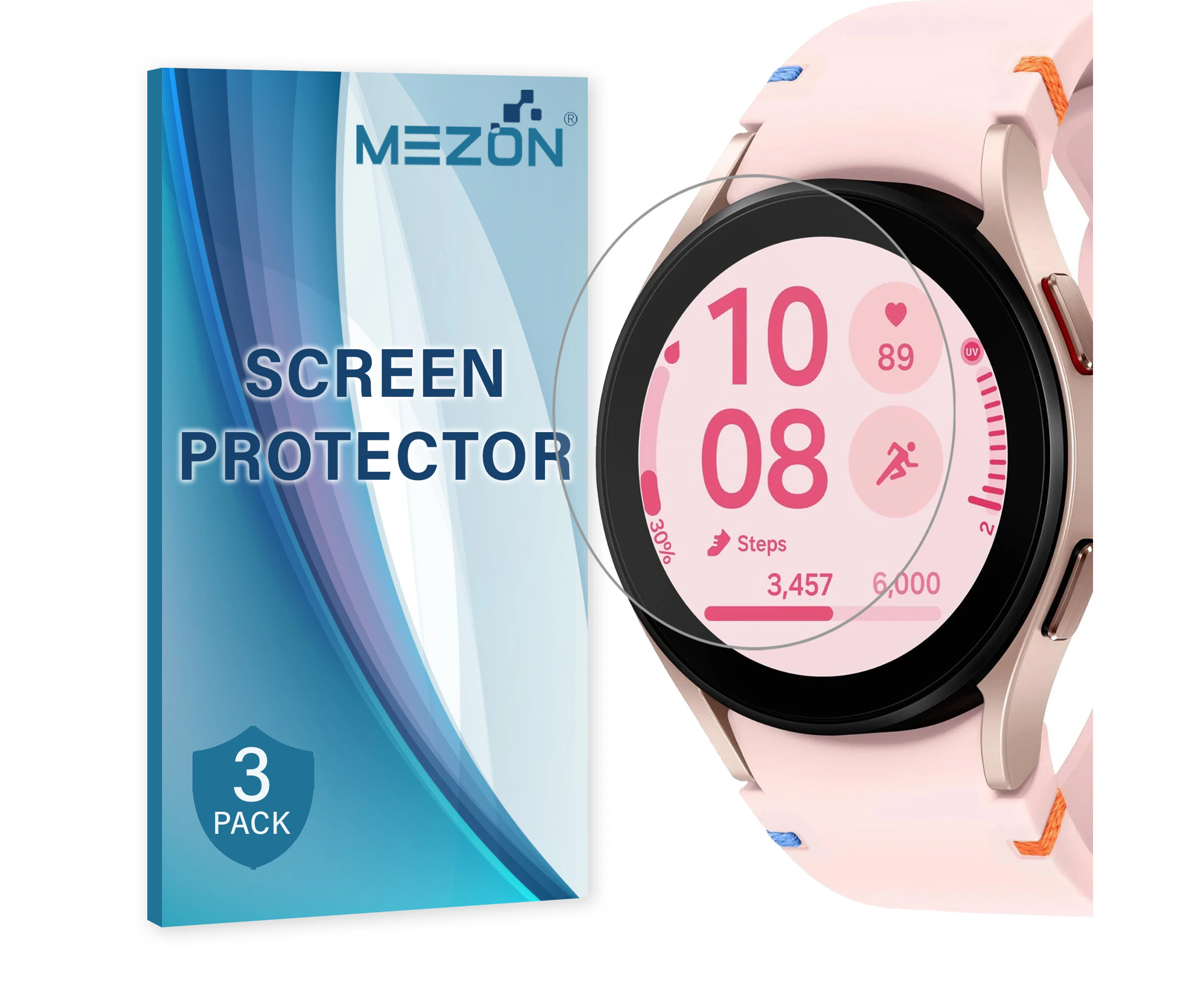 [3 Pack] MEZON Samsung Galaxy Watch FE (40 mm) Ultra Clear TPU Film Screen Protectors – High Protection, Shock Absorption