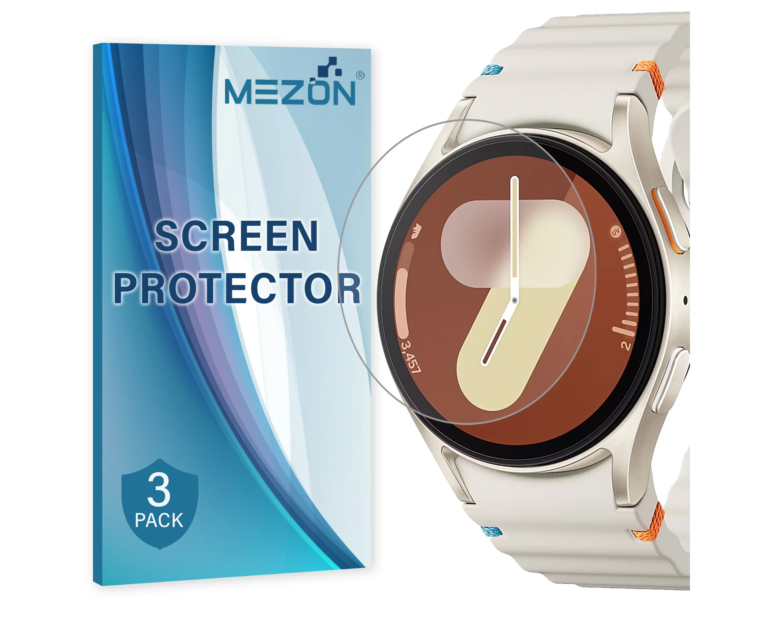 [3 Pack] MEZON Samsung Galaxy Watch7 (40 mm) Ultra Clear TPU Film Screen Protectors – High Protection, Shock Absorption