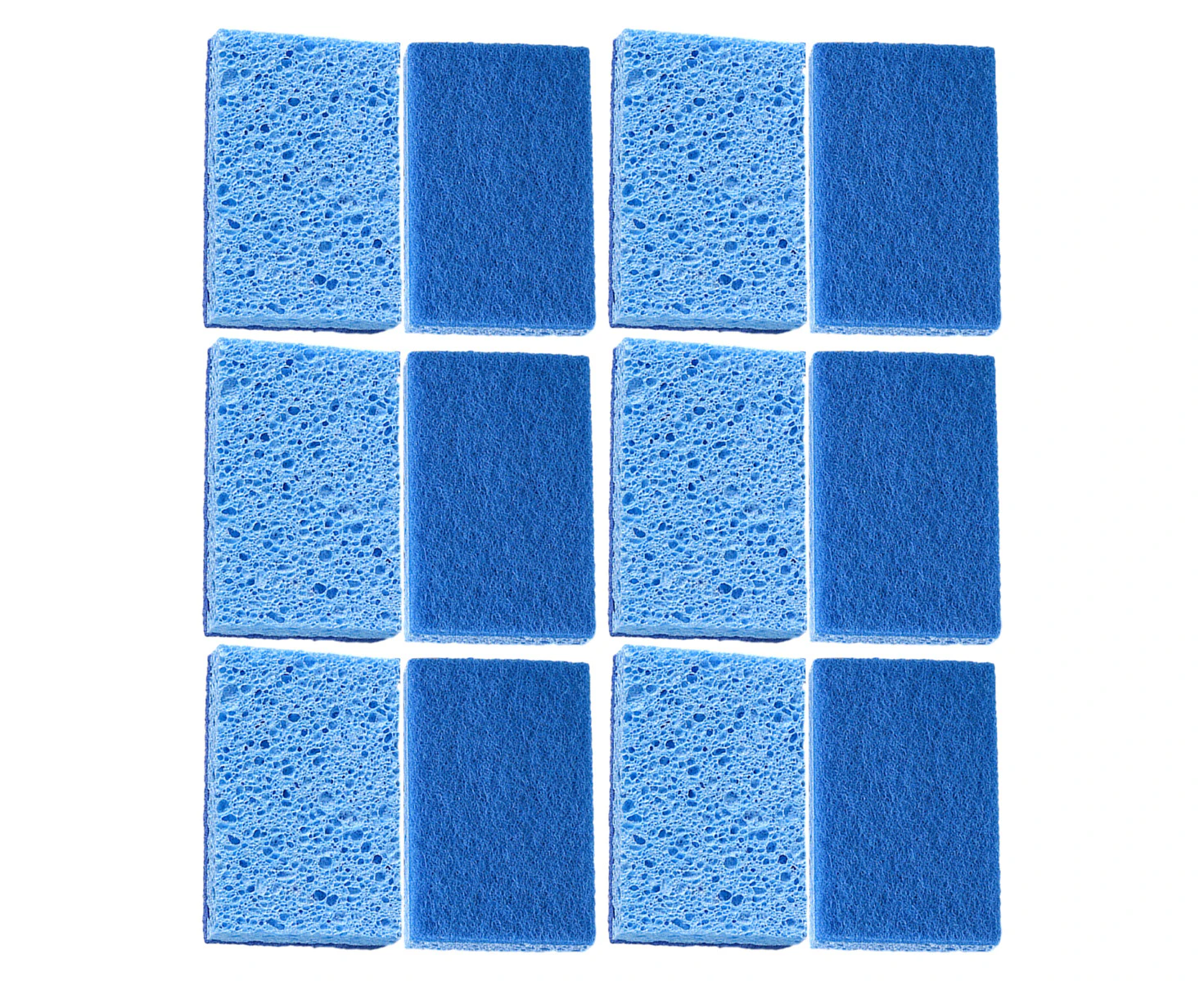 Sponge Kitchen Sponge Heavy Duty, Cellulose Sponge With Washing Pad For Double Sided Dishwashing Sponge Kitchen And Home Use,Blue + Blue