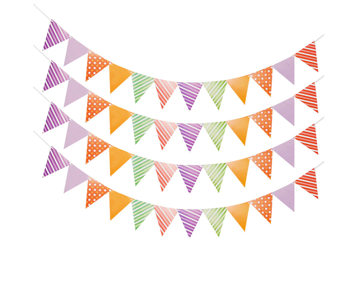 4Pack Cute Triangle Flag Pennant Banner Bunting Party Decorations Hanging Paper Flag For Graduation Birthday Wedding Party Supplies,Purple