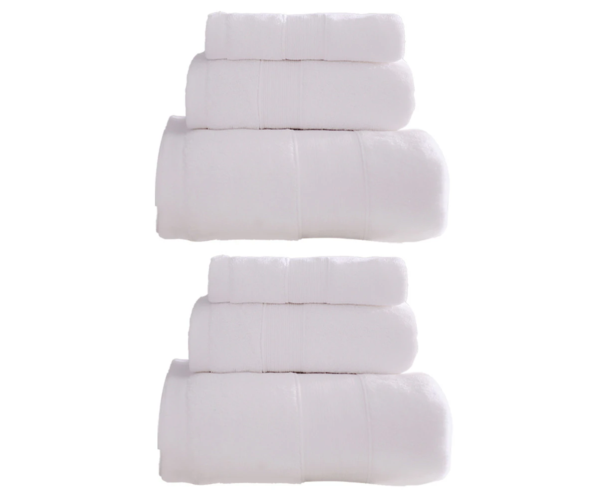 Cotton 6 Piece Bathroom Towel Set | 2 Bath Towels, 2 Hand Towels, 2 Washcloths Soft And Absorbent,White