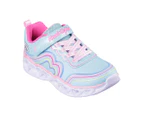 Skechers Girls' Heart Lights: Retro Hearts Sneakers - Turquoise/Multi