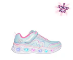 Skechers Girls' Heart Lights: Retro Hearts Sneakers - Turquoise/Multi